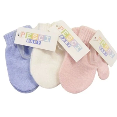 PESCI Baby mits Boys & Girls Traditional Knitted Magic Mittens Gloves Mitts 0-24 month