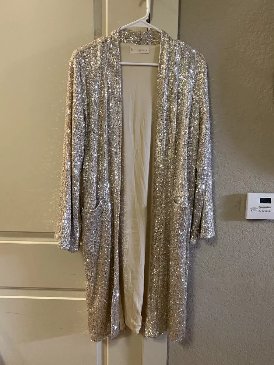 Vici Collection By Together Something Special Pocketed Sequin Duster Overcoat
