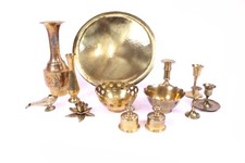 13 szt. Zestaw świeczników Miski Wazon Lampa olejowa Gaśnica knotów Solidny mosiądz Indie