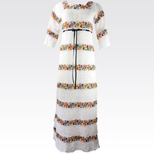 Vintage White Lace Embroidered Dress Boho Wedding Party Maxi Hippie Flower