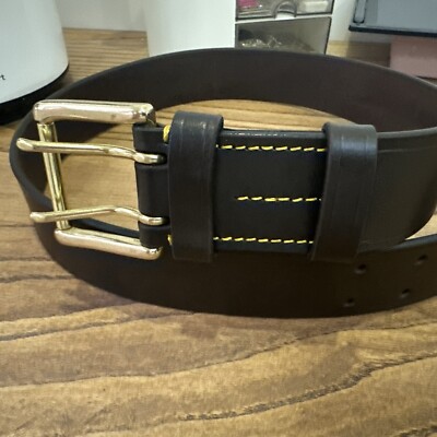 2'' breiter Trense Ledergürtel. Schnalle massiv Messing 