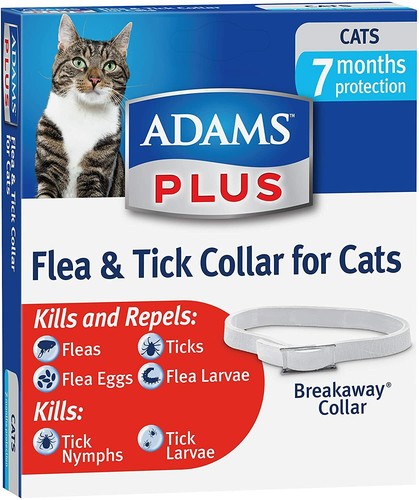 ADAMS PLUS Flea & Tick Breakaway Collar Adjustable 7 MONTH Protection for CATS - Afbeelding 1 van 7