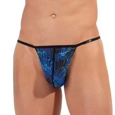 HOM Palay G-String mens underwear thong brief skimpy male slip silky leaf print