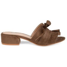Brinley Co. Womens Salest Ruffle Faux Suede Slide-on Mules Taupe, 9.5 Regular US
