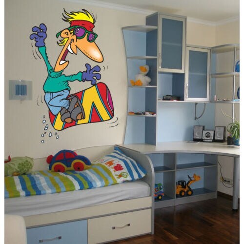 Full Color Man funny snowboarding Full Color Decal, Full