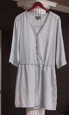 MICHAEL STARS ~Tencel Linen ~ Denim Light Wash SHIRT-DRESS Size L NEW $178    