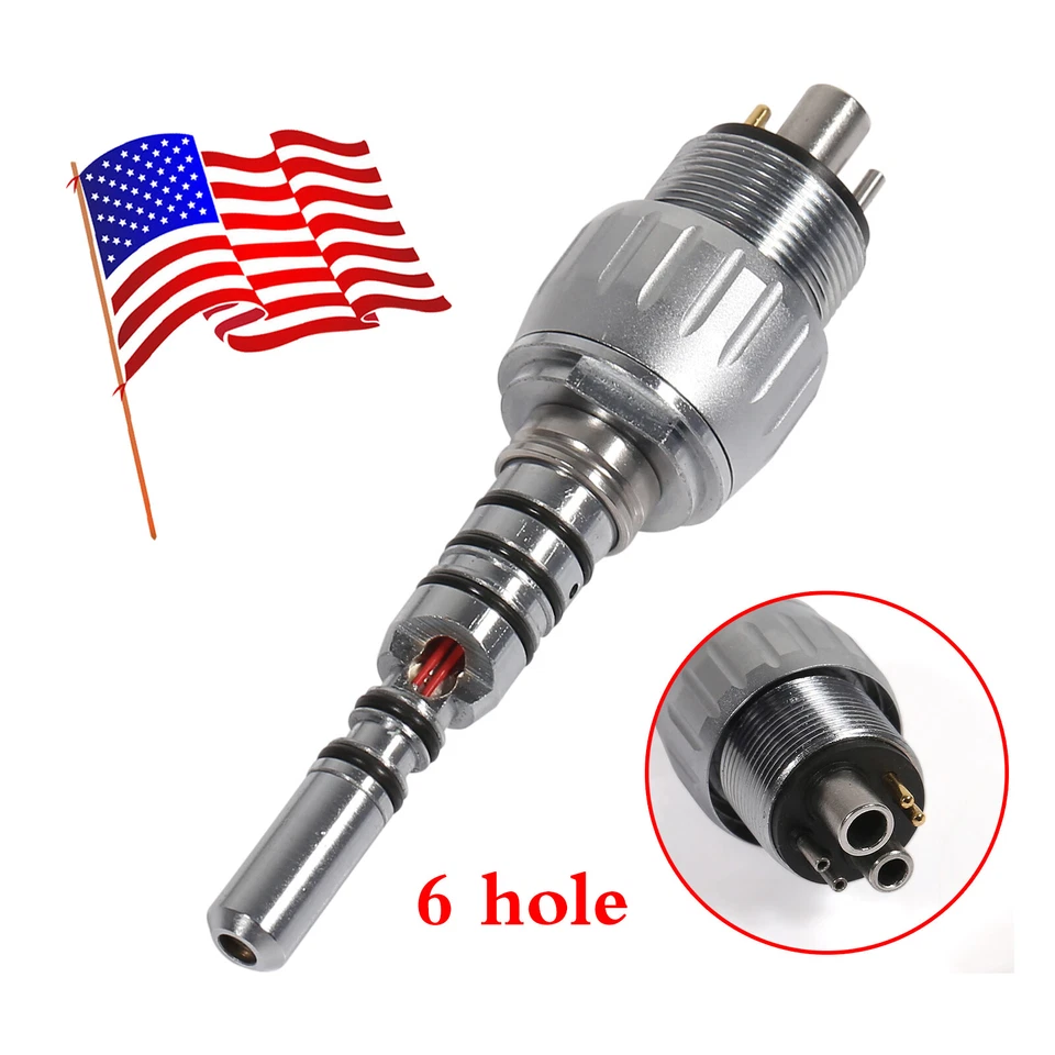 3 X Conector de acoplamiento rápido dental giratorio 6 orificios 6 pines para pieza de mano de fibra óptica Foto 2 de 4