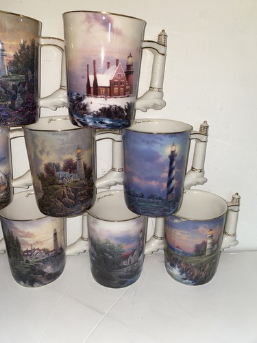Bradford Editions Thomas Kinkade Seaside Inspirational Lighthouse Mugs Set Of 12 - Picture 5 of 10