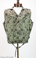 Steampunk Vest Black  Tan Brocade Double Breasted Full Back Victorian Vest