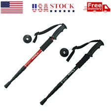 Anti-shock Walking Hiking Stick 4 Section Adjustable Retractable Trekking Pole