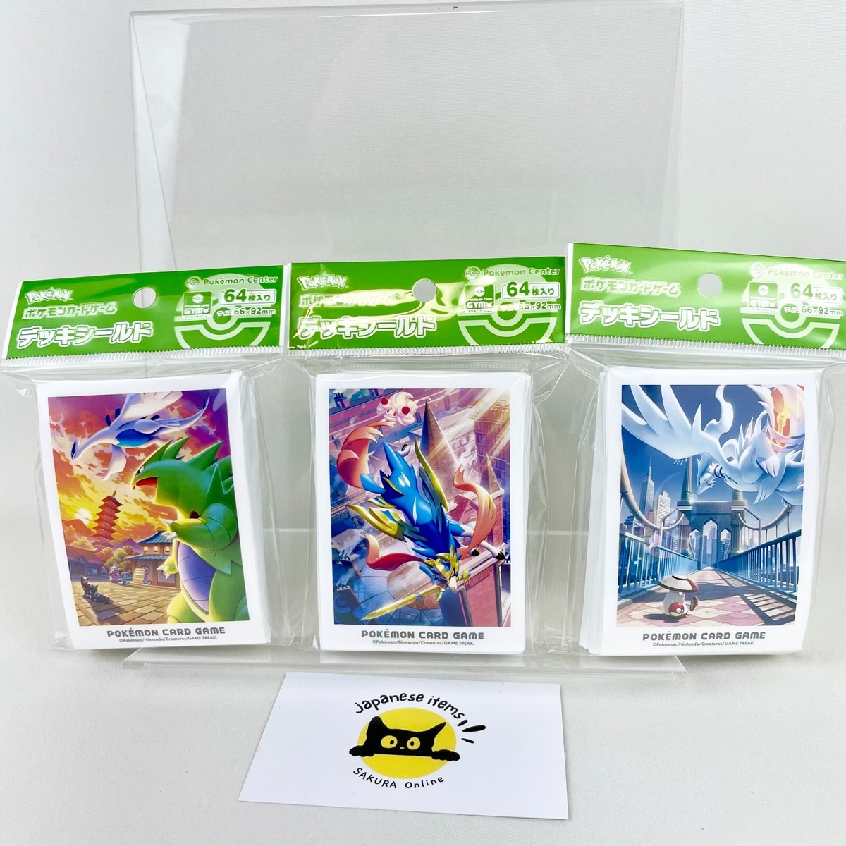 Pokémon Center Exclusive 64 Sleeves x3 Set Lugia Reshiram Zacian