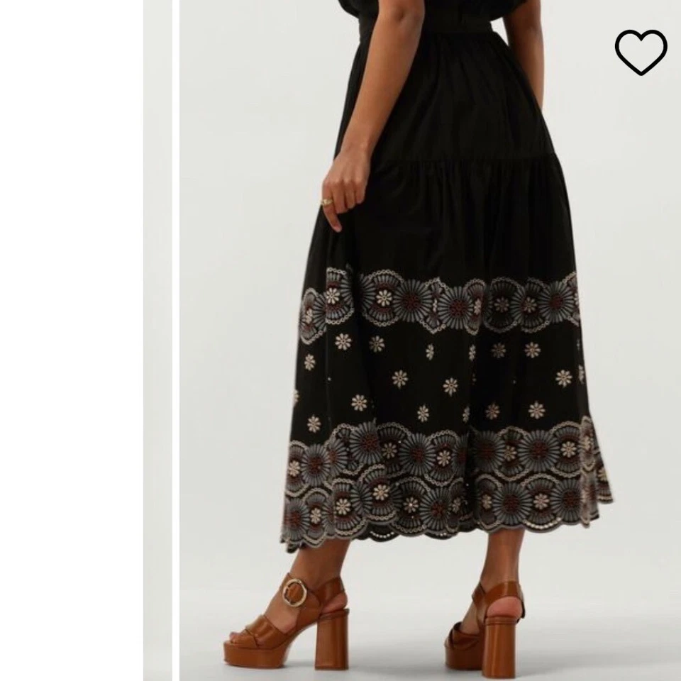 Юбка миди VANESSA BRUNO с вышивкой в цветочек черная размер 34 (X-Small) - Изображение 4 из 4