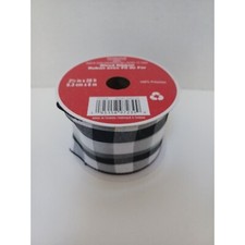 Celebrate It Wired Ribbon Black White Check 2.5 inch 20 ft roll NEW