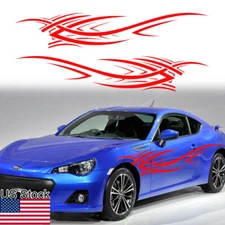 2Pcs Red Flame Flow Totem Graphics Car Body Door Side Skirt Fender Decal Sticker