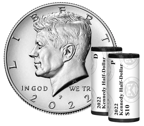 2022 P, D Kennedy Half Dollar. 2 Uncirculated coins are from US Mint rolls.