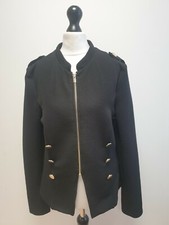 Pp756 Womens Rinascimento Black Zipped Dress Jacket Uk Xl 14 Eu 42