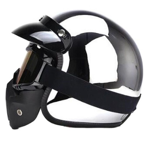 #DOT Chrome Silver Motorcycle Helmet Open^Face Sun Visor Scooter off Road%Helmet - Picture 15 of 28