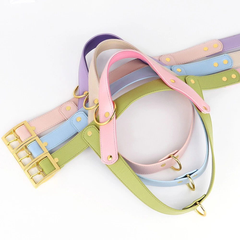 Dog Harness Soft Leather with Handle for Pet Walking Adjustable Front Leading