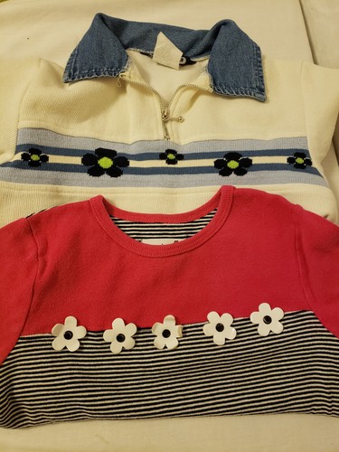 Youth Girls Shirts Lot of 2 Size M/L Pink/Black White/Denim Next Era Borderline