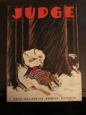 Judge Magazine December 1931 Cutting Down Trees Lumberjack Satire Art Deco 49