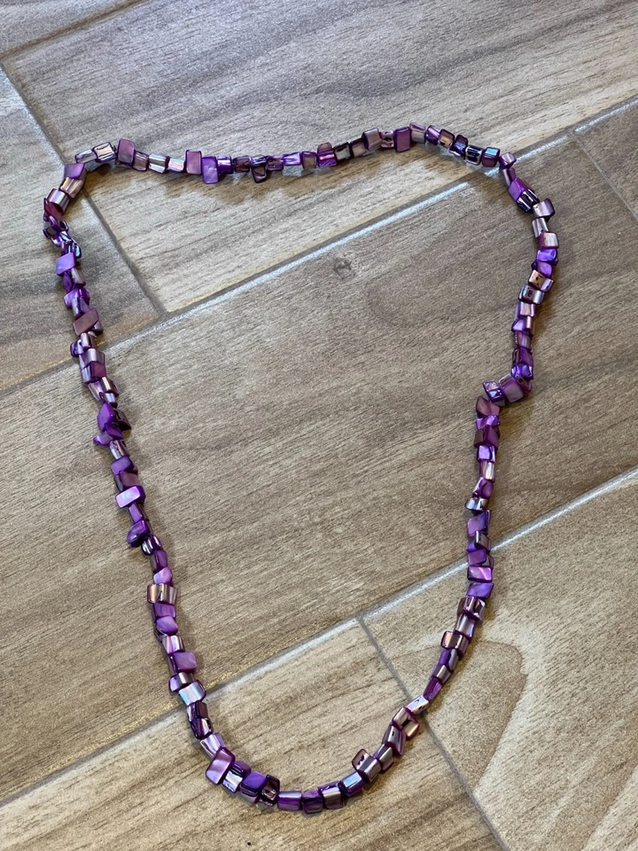 Винтажный фиолетовый высокого класса недвижимости заявление ожерелье Lucite 16» длиной - Изображение 3 из 4