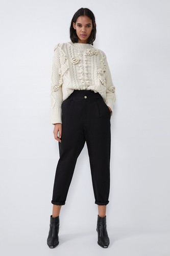 Zara Slouchy Pants TRF Black High 