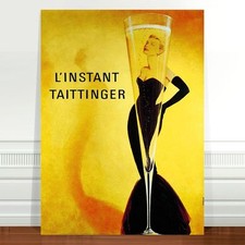 Stunning Vintage Alcohol Poster Art ~ CANVAS PRINT 32x24" Champagne Taittinger