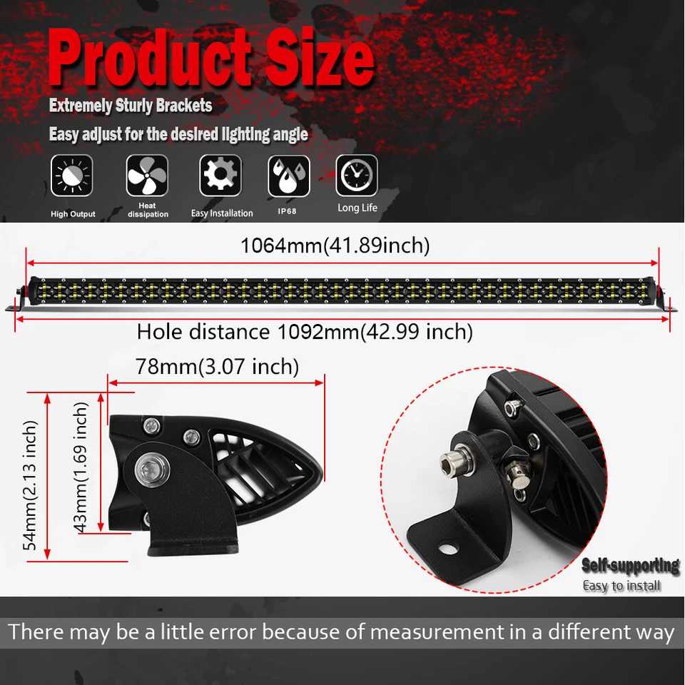 Combo de barra de luz LED 6D 42"" para Kubota RTV-X1100C X1120/D X1140 X900 XG850 400Ci Foto 2 de 4