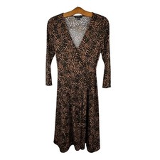 Banana Republic Dress Animal Print Wrap Wrinkle Resistant Brown Size XS Leopard