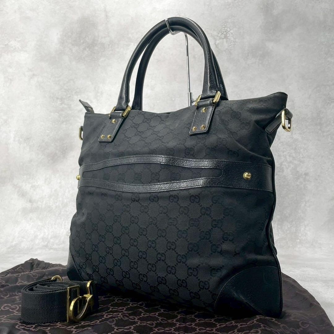 Gucci GG Canvas and Leather Black Two-Way Tote Bag m4_0808