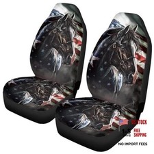 Seat Covers Decorative Accessories For Cars Trucks Suv 2 Horse American Flag