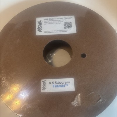 1.75mm x .5kg Spool Virtual Foundry 316L Stainless Steel Filament 3D Printer