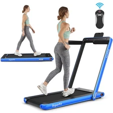 SuperFit 2.25HP 2 in 1 Folding Treadmill Jogging Machine W/APP Control Blue