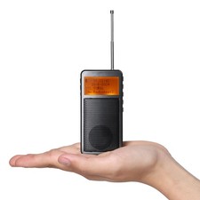 RF205 Pocket FM Radio, BT Transmitter Wireless Speaker, Grey