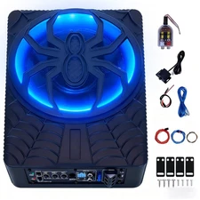 2025 10" 1200W Slim Under Seat Powered Car Subwoofer LED Lights Christmas Gift