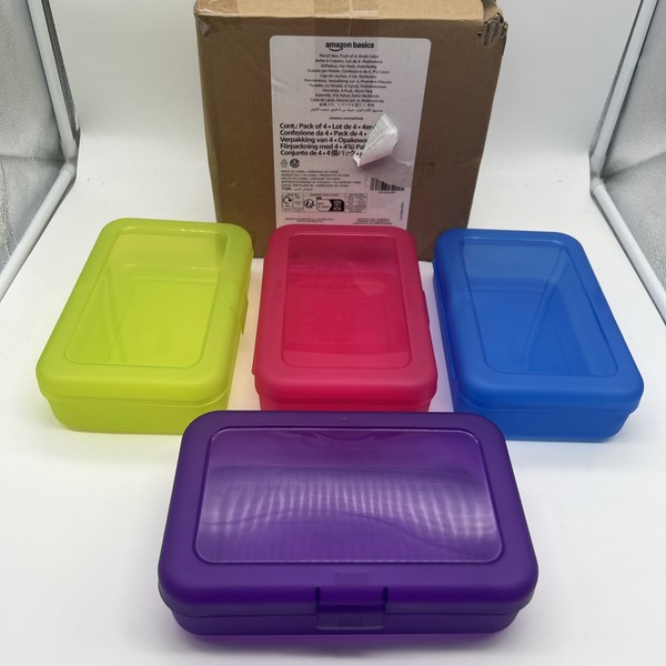 Amazon Basics Stiftebox 4Er Set Mehrfarbig Schreibtisch Organizer Stifthalter-image