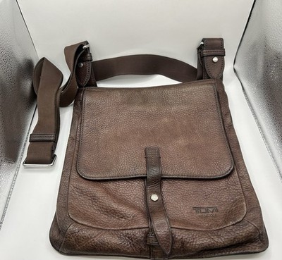 Tumi Santa Fe Pebbled Brown Leather Messenger Bag/ Satchel Cross Body
