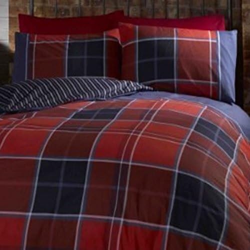 Argyle Double Quilt Duvet Cover and 2 Pillowcase Reversible Bedding Bed Set, Ta - Picture 2 of 3