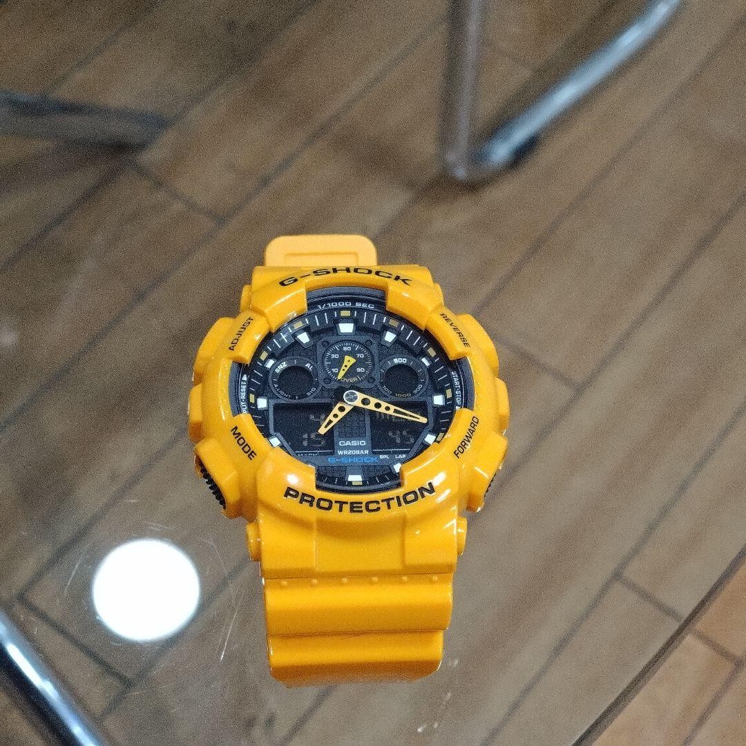 新品電池交換済みCASIO G-SHOCK レアカラー GA-100A イエロー G-SHOCK カシオ Gショック ジーショック 黄色 イエロー BASIC 人気