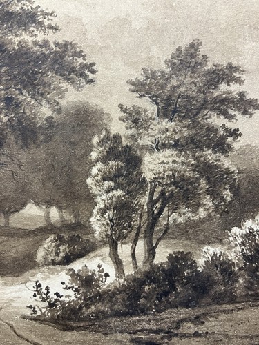 Lavierung Tinte 1851 Schule Französisch Landschaft Fontainebleau? Monogramm - Picture 7 of 9