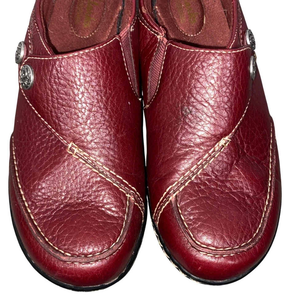 Clarks Bendables Mujer Cuero Borgoña Zapatos Confort Sin Cordones Talla 7.5 Informales Foto 2 de 4