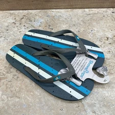 Showaflops Sandals Mens  11-12 Blue Striped Antimicrobial Slides Flip Flops