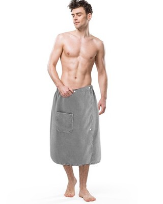 HunnmingRe Bath Wrap Towel Quick Drying for Men 65 x 25 inches, Grey 