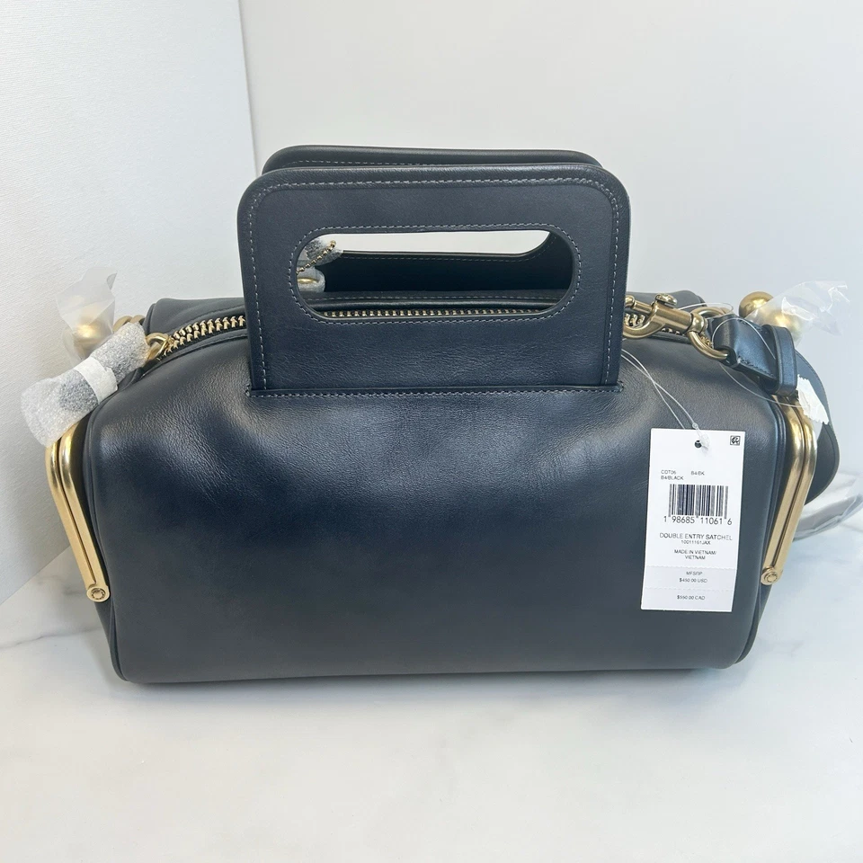 Coach Double Entry Satchel Black Mailbox Bag Kisslock 2025 Release Fast Ship! - Image 2 of 4