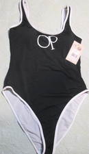 Ocean Pacific Ladies' One Piece PADDED LINED Swimsuit-SZ M-BLACK/WHITE-NWT-99.0
