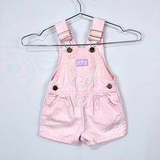 Vintage Oshkosh B  Gosh Vestbak Pink Denim Floral Overalls Shorts Size 18 Month