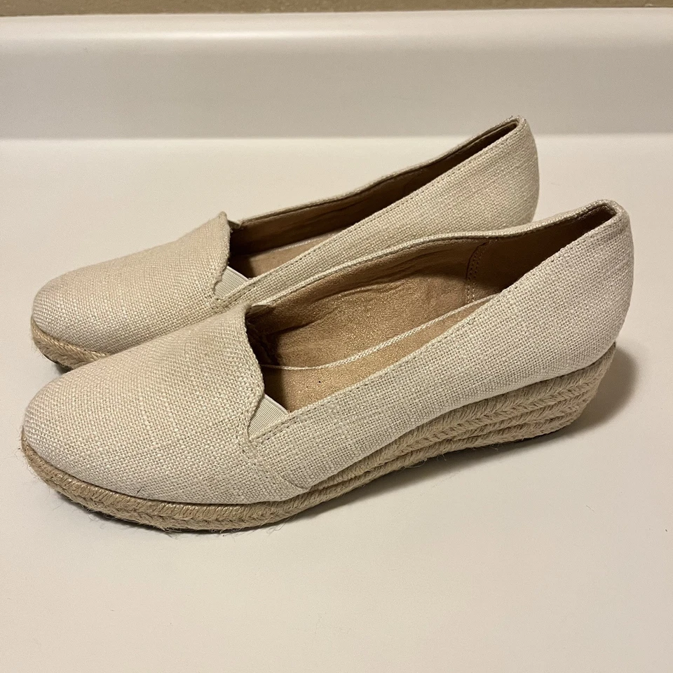 Life Stride Velocity 2.0 Karma Slip On Wedge Cream Canvas Espadrille Shoes 8M - Image 2 of 4