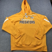 Nashville Predators Hoodie Mens XL Yellow NHL Hockey Pullover Sweatshirt Lace Up