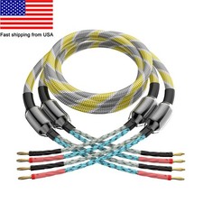 Speaker Cable Pair Braided HiFi Audiophile Ca...