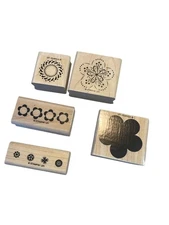 Stampin' Up! Wood Mounted Rubber Stamp Lot 5 Floral Designs Scrapbook
